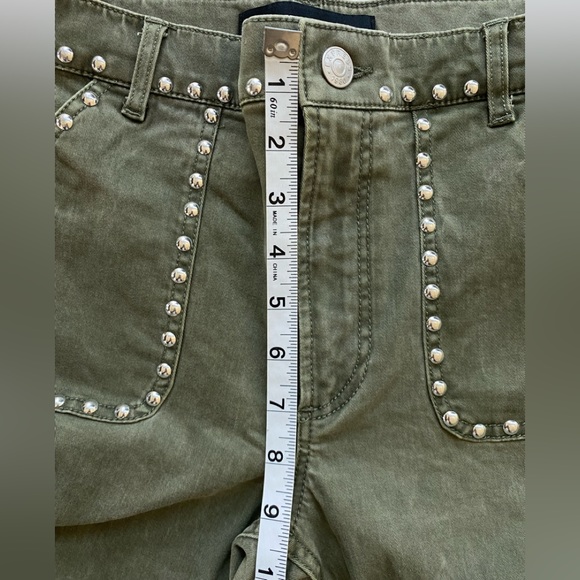 Express High Rise Studded Skinny Jeans Olive Green size 4S 4C - Picture 7 of 10